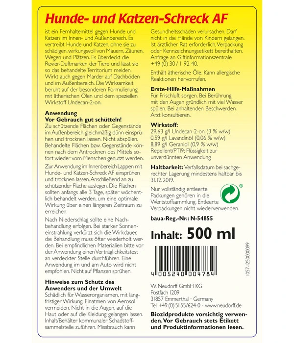 Neudorff Hunde- Und Katzen-Schreck AF, 500 Ml – Bild 2