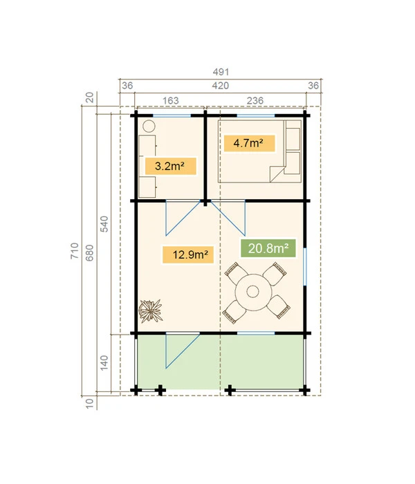 Lasita Maja Ferienhaus Elba, Ca. B487,2/H265,2/T710 Cm – Bild 4