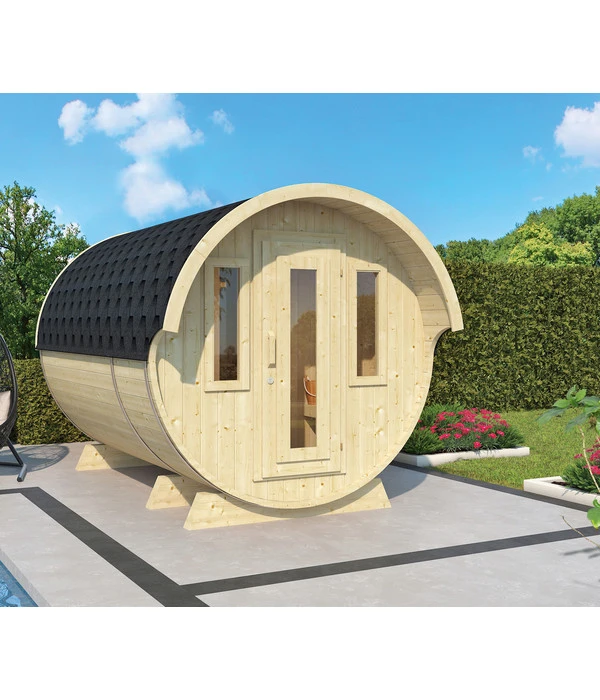 Wolff Finnhaus Saunafass 330 De Luxe Bausatz, Ca. B235/H242/T280 Cm – Bild 2